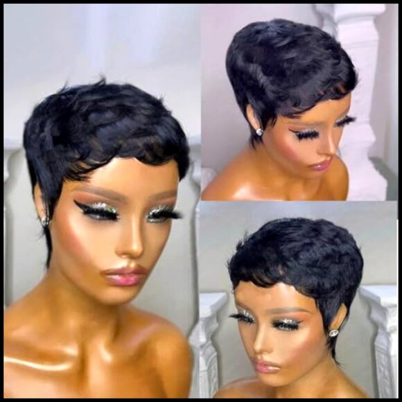 Short Pixie Cut Human Hair Wig Glueless Adjustable Modern Daily Wear main image 4